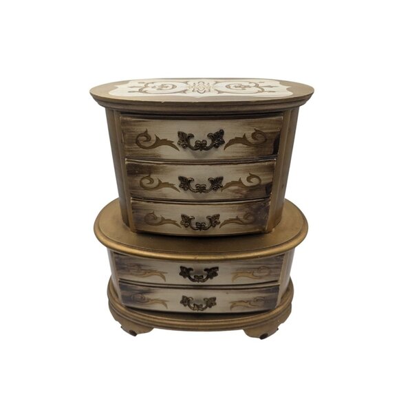 1960's Gold Florentine Musical Jewelry Box 5 Drawer - Picture 10 of 16